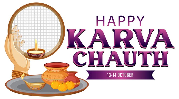 वेक्टर happy karva chauth day banner design