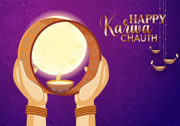 Дизайн плаката Happy Karva Chauth