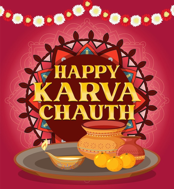 Дизайн плаката Happy Karva Chauth