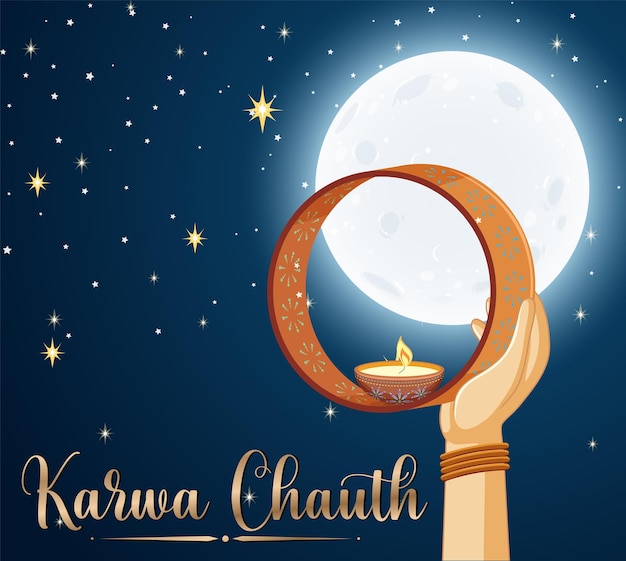 Дизайн плаката Happy Karva Chauth