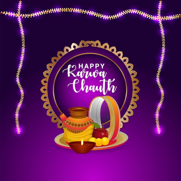 happy karwa chauth banner design concept