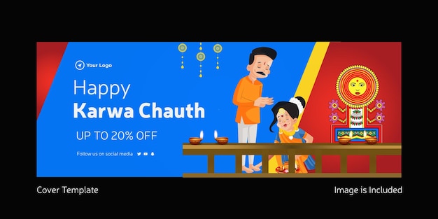 Vettore modello di progettazione della pagina di copertina di happy karwa chauth