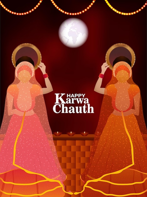 Happy karwa chauth design concept