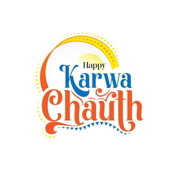 Happy Karwa Chauth festival typographic sticker greeting design template