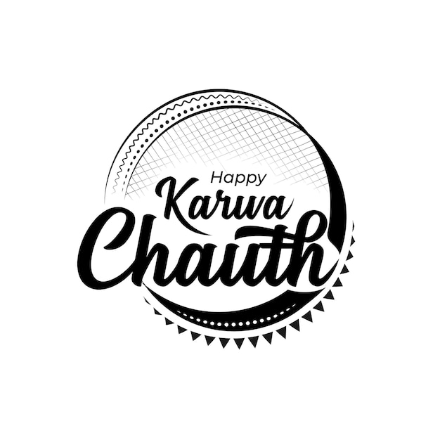 Счастливый фестиваль Karwa Chauth типографская наклейка приветствие дизайн шаблона