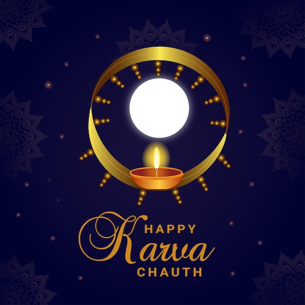 Happy Karwa Chauth Festival Vector Art Image