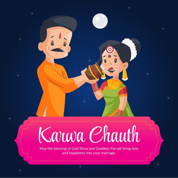 Modello di progettazione banner festival indiano felice karwa chauth