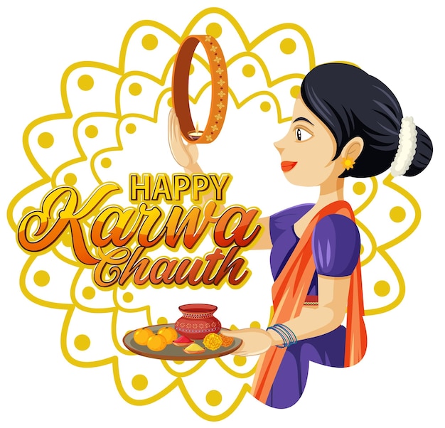 Vector happy karwa chauth poster design