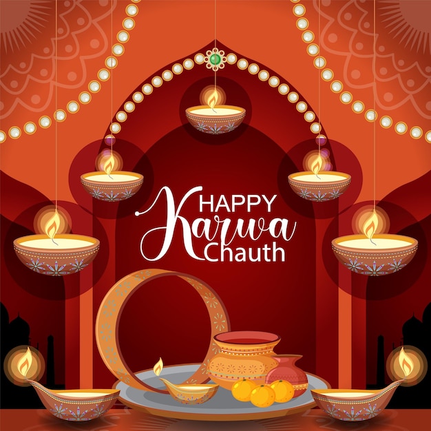 Дизайн плаката Happy Karwa Chauth