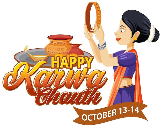 Vector happy karwa chauth text design