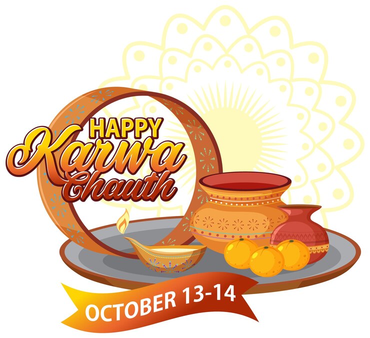 वेक्टर happy karwa chauth text design