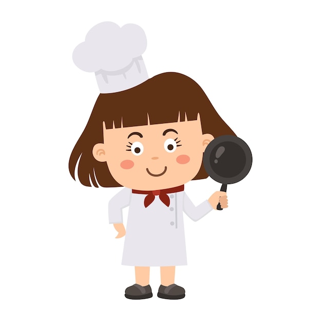 Happy kid cooking chef vector illustration