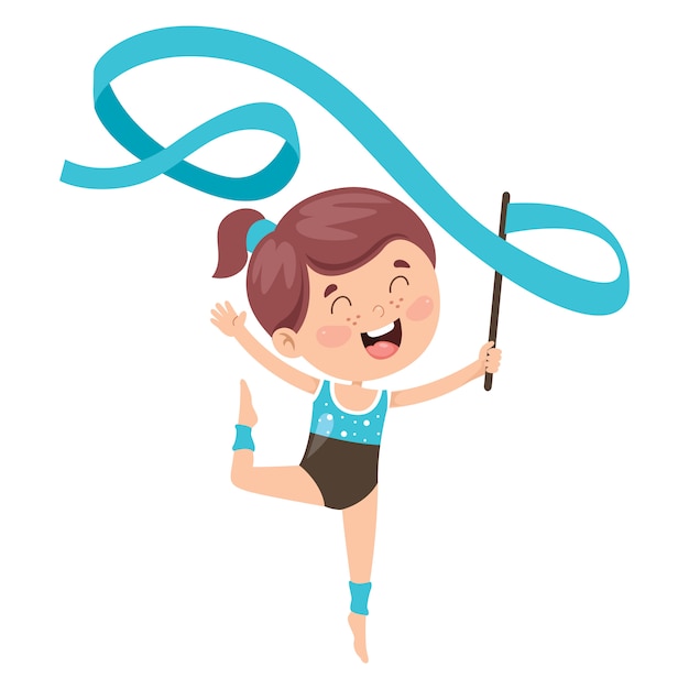 Happy kid doing gymnastics exercise