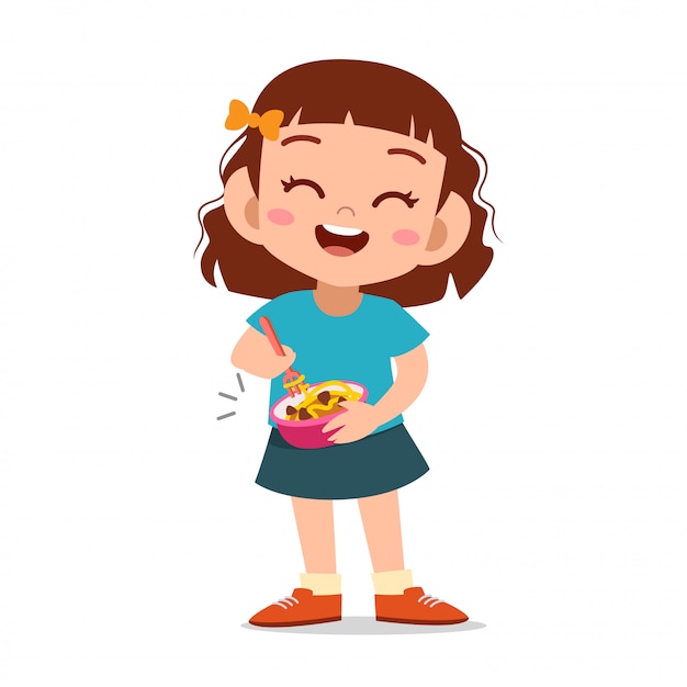 Happy kid eating