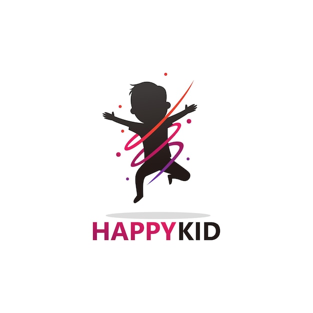 Happy kid logo template design vector, embleem, ontwerpconcept, creatief symbool, pictogram