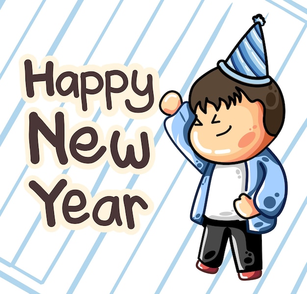 Vector happy kid on a new year or birthday party nighthappy kid on a new year or birthday party night