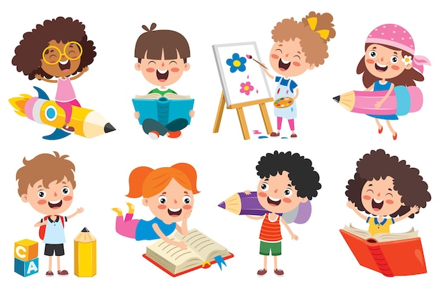 happy kid studying and learning