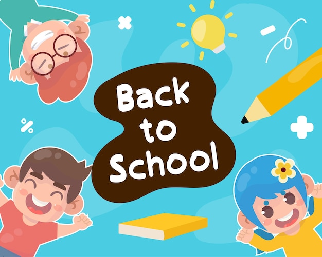 Vector happy kids back to school