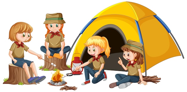 Счастливые дети в палатке