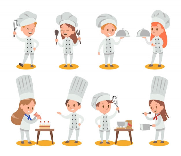 Happy kids cooking