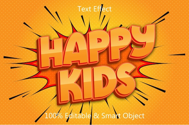 Happy Kids Editable Text Effect 3 dimension Emboss Comic Style