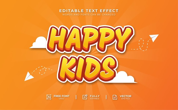 Редактируемый текстовый эффект happy kids