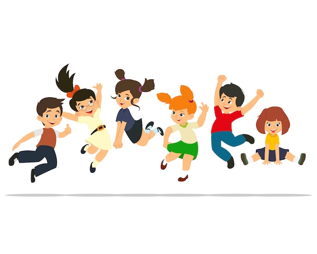 Vector happy kids jumping