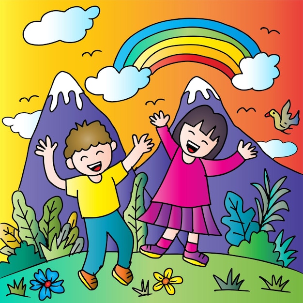 Happy kids in nature