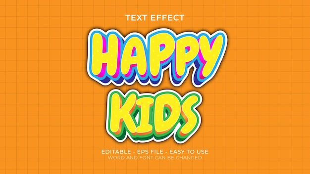 Vector happy kids playful text effect