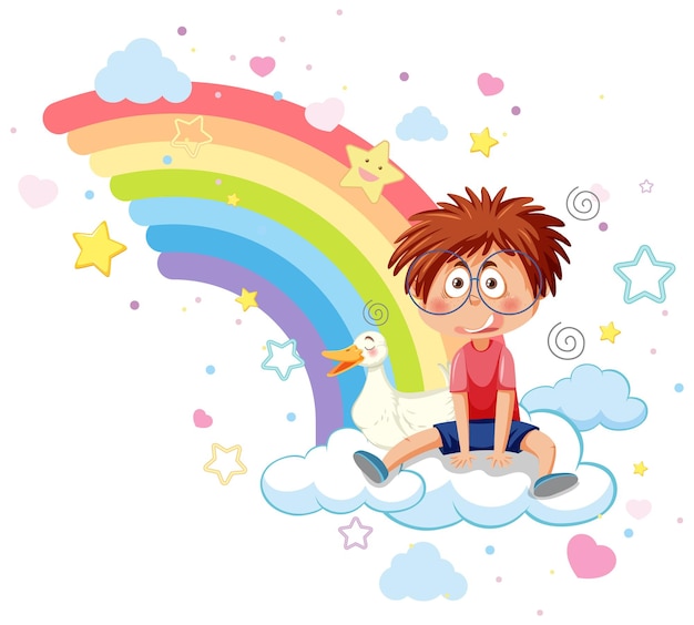 Bambini felici sull'arcobaleno