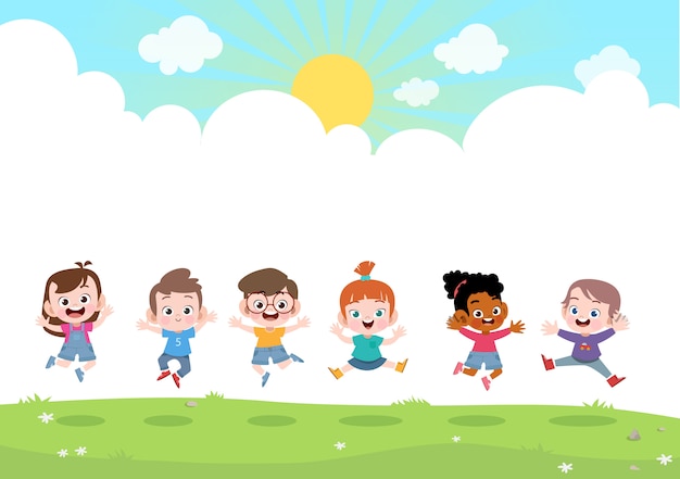 Happy kids together vector illustration