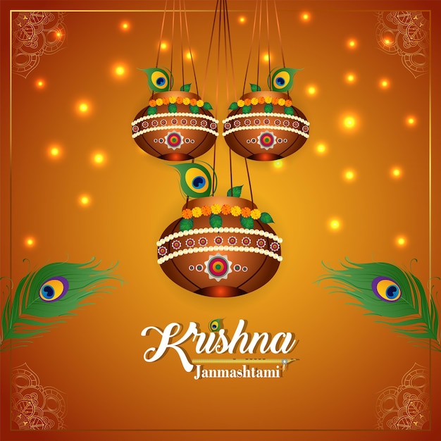 Happy krishna janmashtami celebration card