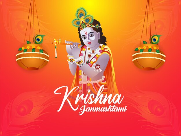 Happy krishna janmashtami celebration card