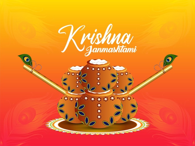 Happy krishna janmashtami celebration card