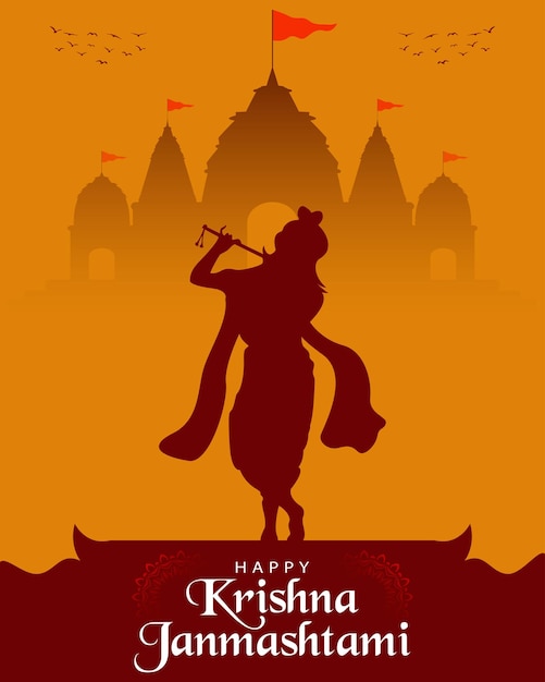 Happy krishna janmashtami hindoe feest viering voor sociale media post vector design