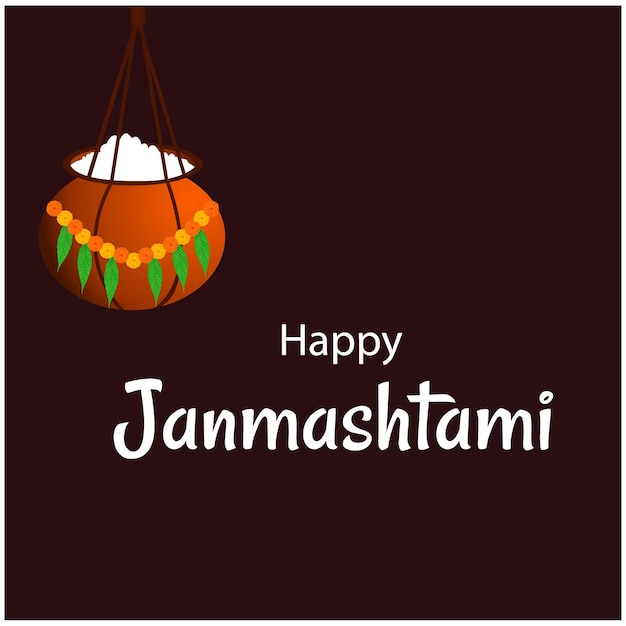 Счастливый Кришна Джанмаштами Индийский индуистский фестиваль Празднование векторной иллюстрации