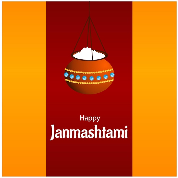 Happy Krishna Janmashtami Indian Hindu Festival Celebration Vector Illustration