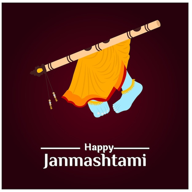 Happy Krishna Janmashtami Indian Hindu Festival Celebration Vector Illustration