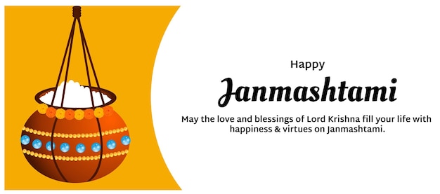 Happy Krishna Janmashtami Indian Hindu Festival Celebration Vector Illustration