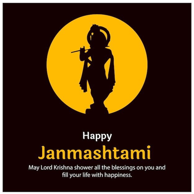 Happy Krishna Janmashtami Indian Hindu Festival Celebration Vector Illustration