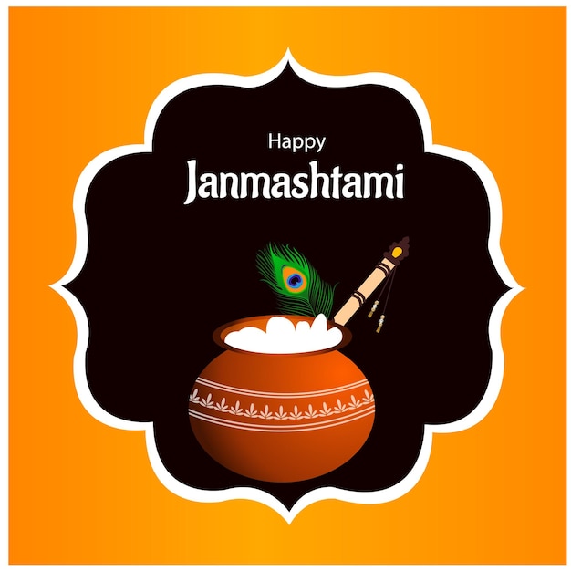 Happy Krishna Janmashtami Indian Hindu Festival Celebration Vector Illustration