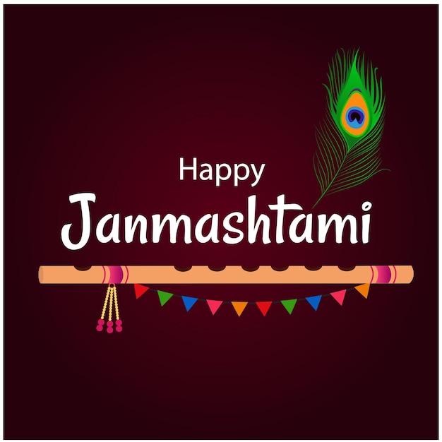 Happy Krishna Janmashtami Indian Hindu Festival Celebration Vector Illustration