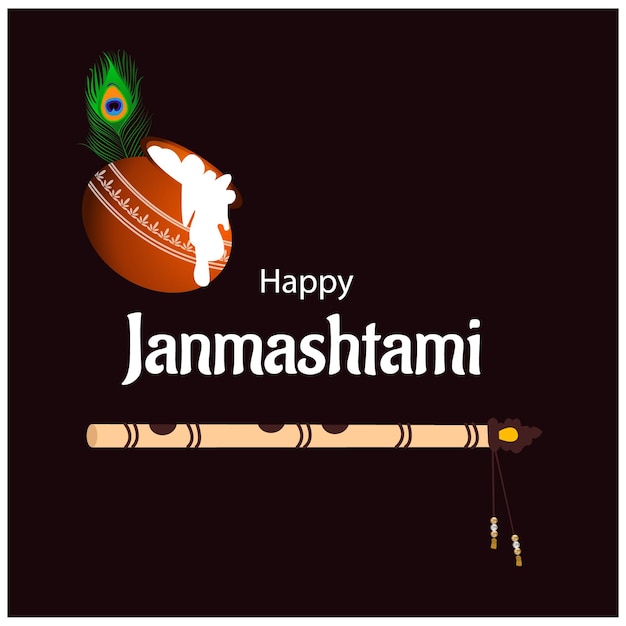 Vector happy krishna janmashtami indian hindu festival celebration vector illustration