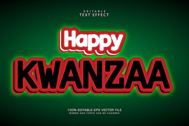 Happy kwanzaa effetto testo modificabile 3 dimensioni in rilievo in stile cartone animato