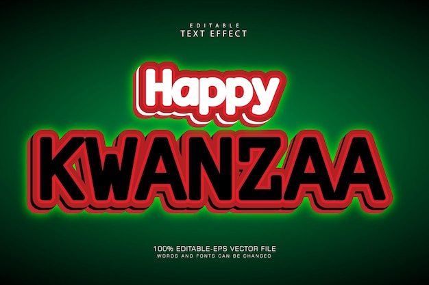 Happy kwanzaa editable text effect 3 dimension emboss cartoon style