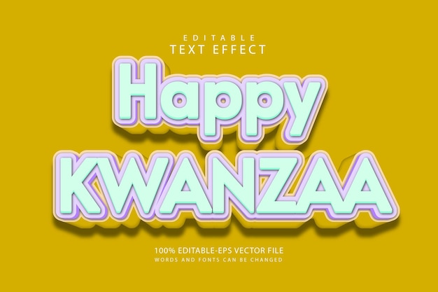 Happy kwanzaa editable text effect 3 dimension emboss modern style