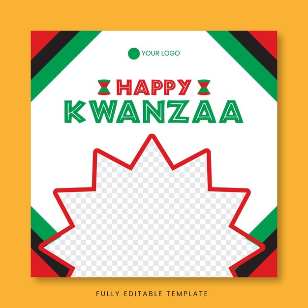 Шаблон поста в социальных сетях happy kwanzaa