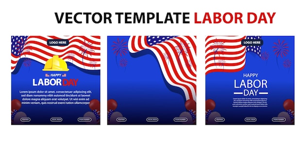 happy labor day 04 September banner social media post flyer or greeting card