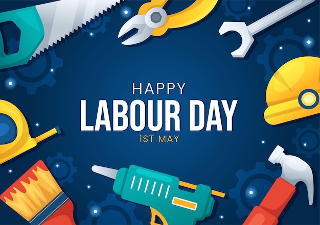 Happy Labor Day on 1 May Illustration with Different Professions and Thank You to All Workers