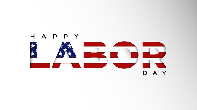 Happy labor day-achtergrond met amerikaanse vlagsjabloon